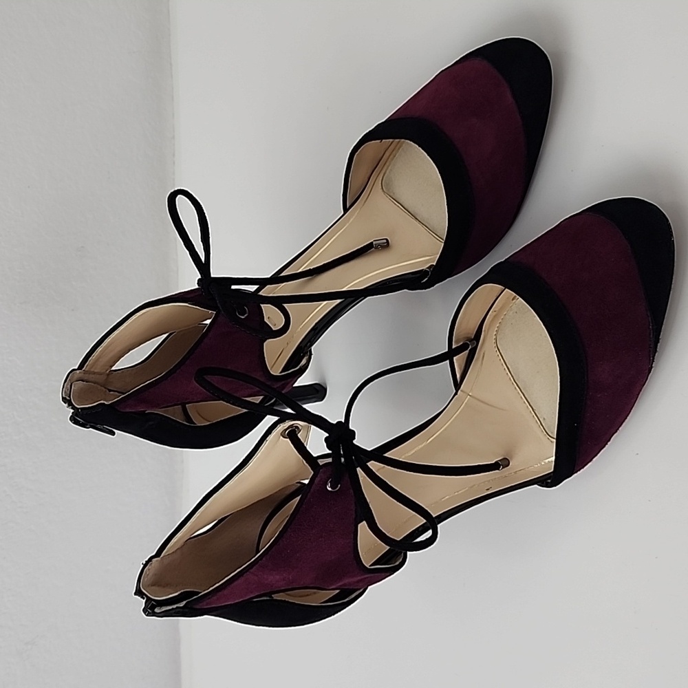 Alex Marie Evertonn Lace-Up Heels Black Burgundy Size 9
